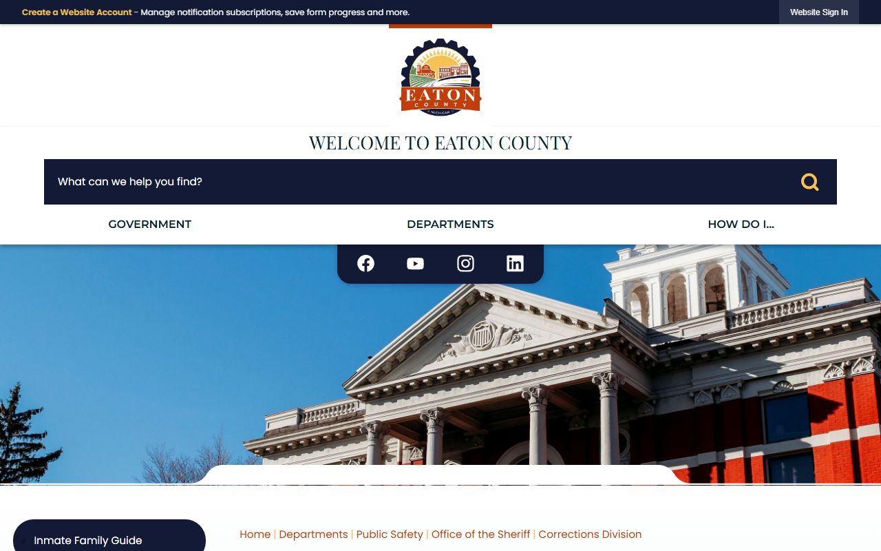 Eaton County inmate population Corrections Division capacity and jail information